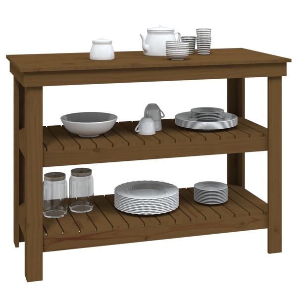 vidaXL Stolik roboczy, miodowy brąz, 110,5x50x80 cm, drewno sosnowe