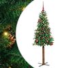vidaXL Szczupła Choinka Zielony 150 cm PVC i lite drewno sosnowe