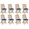 vidaXL Składane krzesła ogrodowe z poduszkami, 8 szt., drewno akacjowe
