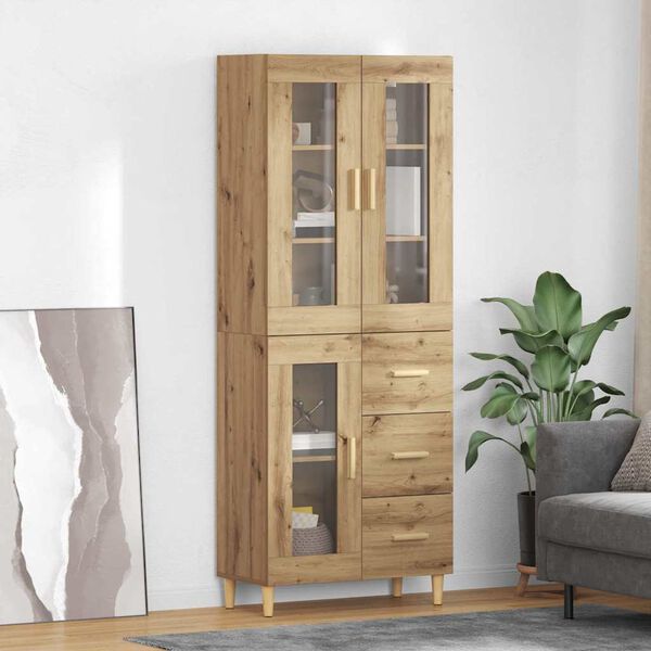 vidaXL Highboard z szufladą Dąb rzemieślniczy 69,5 x 34 x 180 cm