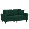 vidaXL 2-osobowa sofa z poduszkami, ciemnozielona, 140 cm, aksamit