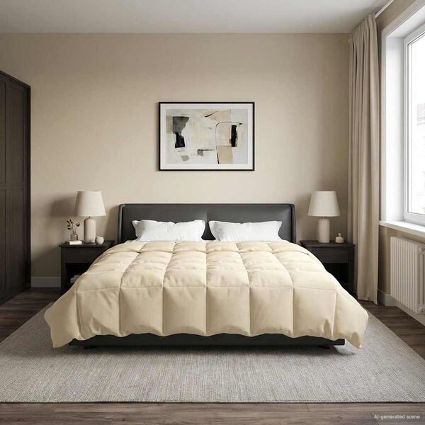 vidaXL Letni Kołdra Kwiłtowany Kremowy 220 x 260 cm Mikrofibra