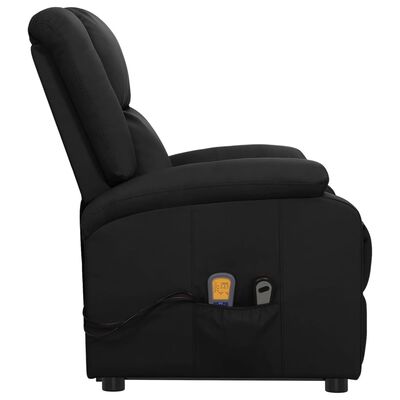 vidaXL Podnoszony fotel rozkładany, czarny, obity sztuczną skórą
