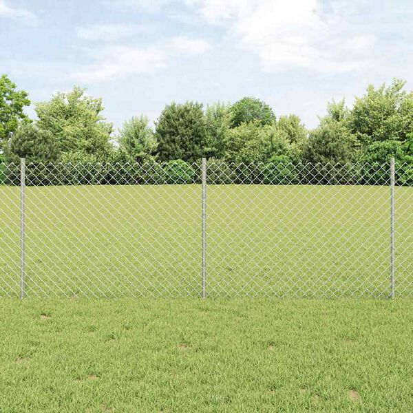 vidaXL Płot i Słup Srebrny 0,8 x 25 m Stal
