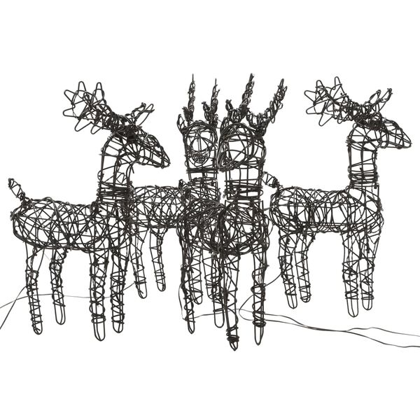 vidaXL Świąteczne renifery, 4 szt., 160 ciepłych białych LED, rattan