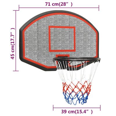 vidaXL Tablica z koszem do koszykówki, czarna, 71x45x2 cm, polietylen