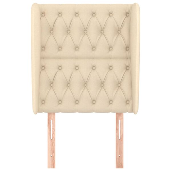 vidaXL Zagł&oacute;wek uszak, kremowy, 83x23x118/128 cm, tkanina