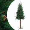 vidaXL Smukła choinka z drewnem i szyszkami, zielona, 150 cm, PVC