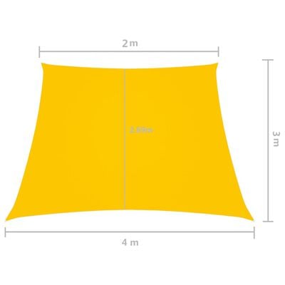 vidaXL Trapezowy żagiel ogrodowy, tkanina Oxford, 2/4x3 m, żółty