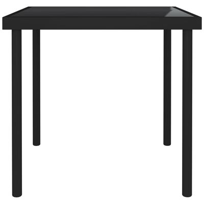 vidaXL Ogrodowy stół jadalniany, czarny, 80x80x72 cm, szkło i stal