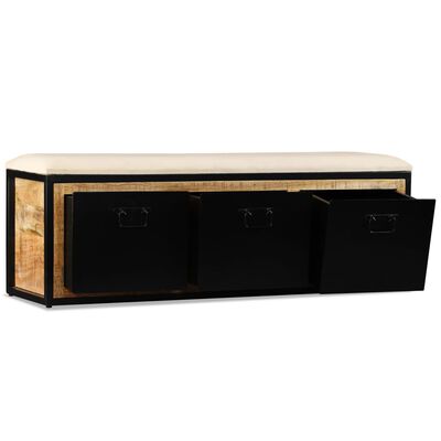 vidaXL Ławka do przechowywania, 3 szuflady, drewno mango, 120x30x40 cm