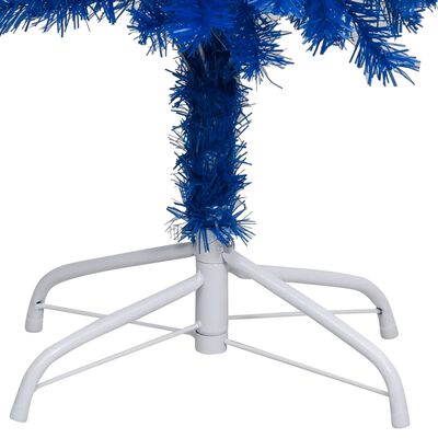 vidaXL Sztuczna choinka z lampkami i bombkami, niebieska, 120 cm, PVC