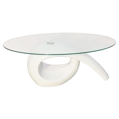 vidaXL Biały stolik kawowy o owalnym, szklanym blacie, wysoki połysk