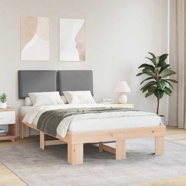 vidaXL Ramka ł&oacute;żka z tapicerowanym wezgłowiem Jasnoszary 120 x 190 cm