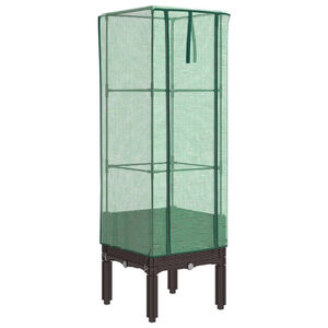 vidaXL Podwyższona donica ze szklarnią, wygląd rattanu, 40x40x140 cm