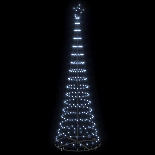 vidaXL Choinka świąteczna LED z podstawą Chłodna biel 184.5 cm Metal