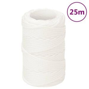 vidaXL Linka żeglarska, biała jednolita, 2 mm, 25 m, polipropylen