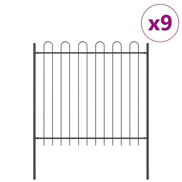 vidaXL Ogrodzenie Ogrodowe 9 pcs Szary 15,3 x 1,5 m