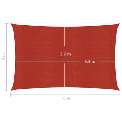 vidaXL Żagiel przeciwsłoneczny, 160 g/m², czerwony, 4x6 m, HDPE