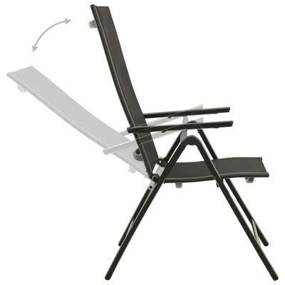 vidaXL Składane krzesła ogrodowe 2 szt., textilene i aluminium, czarne