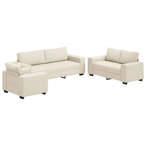 vidaXL Sofa 3 szt. Beżowy Tkanina lniana
