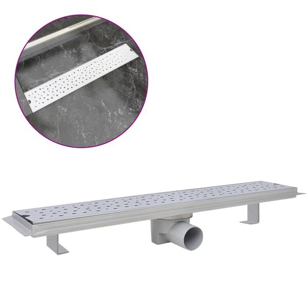 vidaXL Kratka odpływowa, liniowa, 630x140 mm, kropki, stal nierdzewna