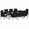 vidaXL Zestaw do jadalni w ogrodzie z poduszką 9 pcs Czarny polirattan