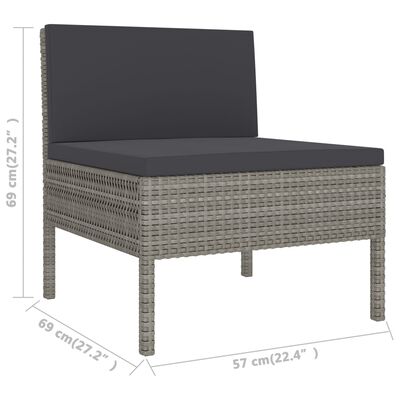 vidaXL Krzesła ogrodowe z poduszkami, 3 szt., polirattan, szare