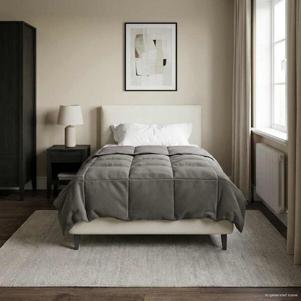 vidaXL Kołdra na cały rok Jasnoszary 155 x 220 cm Mikrofibra