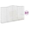 vidaXL Kosze gabionowe, 7 szt, 400x50x220/240 cm, galwanizowane żelazo