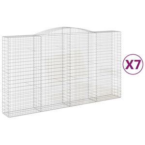 vidaXL Kosze gabionowe, 7 szt, 400x50x220/240 cm, galwanizowane żelazo
