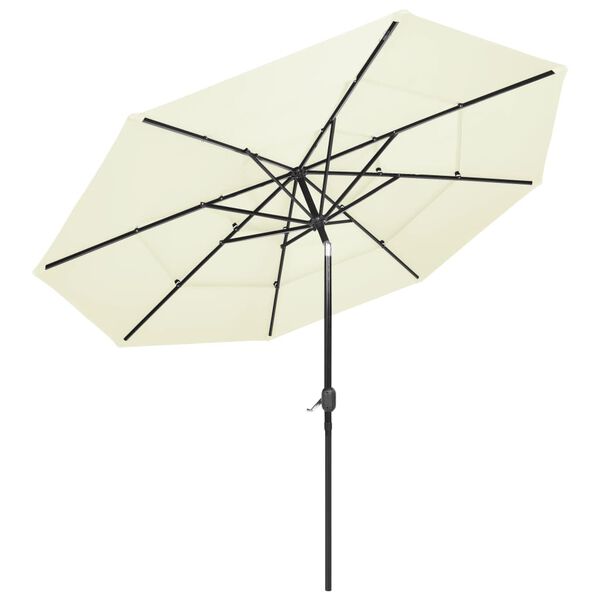 vidaXL 3-poziomowy parasol na aluminiowym słupku, piaskowy, 3 m