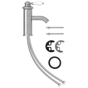 vidaXL Bateria umywalkowa, srebrna, 130x180 mm