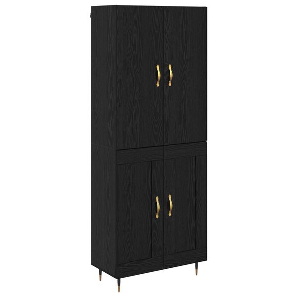 vidaXL Highboard Czarny Dąb 69,5 x 34 x 180 cm Materiał drewnopochodny