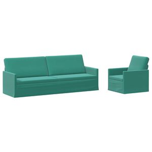 vidaXL Zestaw Sof 2 pcs Turkusowy Welur