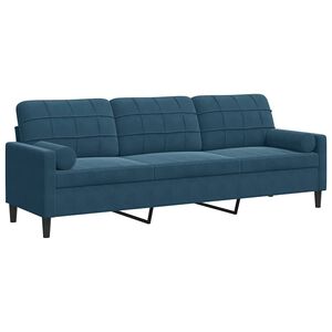 vidaXL 3-osobowa sofa z poduszkami, niebieska, 210 cm, aksamit