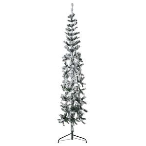 vidaXL Smukła choinka poł&oacute;wka, sztuczna, ośnieżona, 180 cm