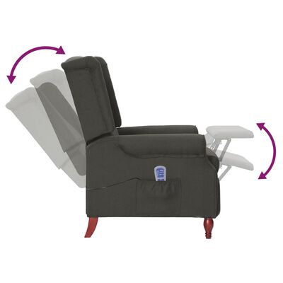 vidaXL Rozkładany fotel masujący, ciemnoszary, obity tkaniną