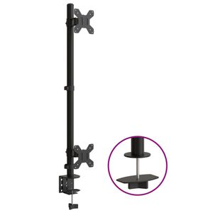 vidaXL Stojak na dwa monitory, czarny, stalowy, VESA 75/100 mm