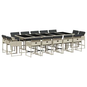 vidaXL 15-cz. zestaw mebli ogrodowych z poduszkami, jasnoszary