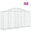 vidaXL Kosze gabionowe, 8 szt, 200x30x100/120 cm, galwanizowane żelazo