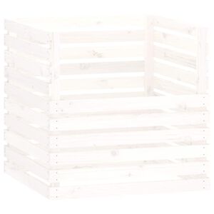vidaXL Kompostownik, biały, 80x80x78 cm, lite drewno sosnowe