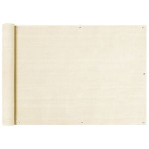 vidaXL Parawan balkonowy, kremowy, 75x300 cm, HDPE