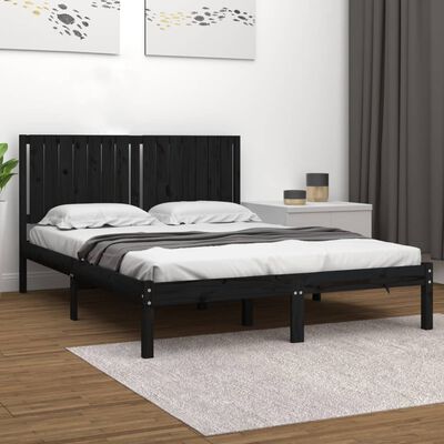 vidaXL Rama łóżka, czarna, lite drewno sosnowe, 160 x 200 cm