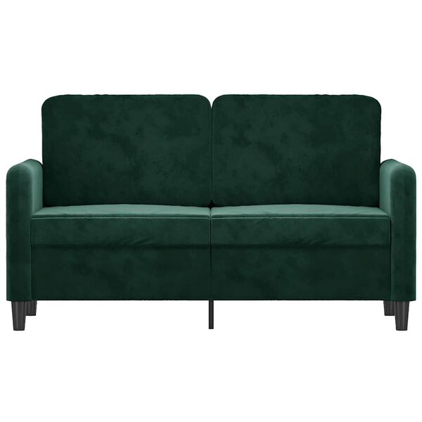 vidaXL Sofa 2-osobowa, ciemnozielona, 120 cm, tapicerowana aksamitem