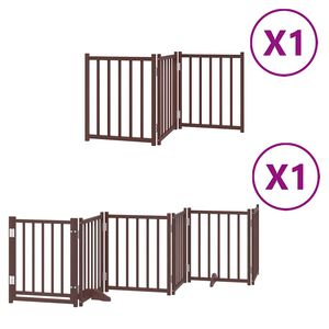 vidaXL Składana bramka dla psa, z drzwiami, 9 paneli, brązowa, 450 cm