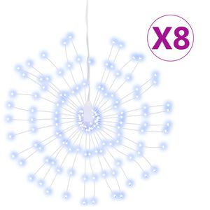 vidaXL Ozdoby świąteczne, 140 lampek LED, 8 szt., zimna biel, 17 cm