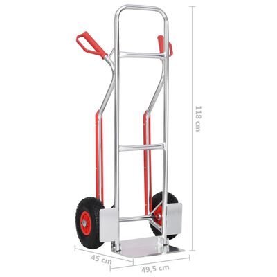 vidaXL Wózek ręczny z uchwytami, 49,5x45x118 cm, aluminiowy, 150 kg