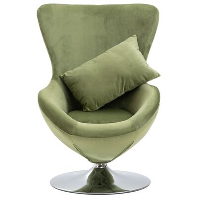 vidaXL Fotel obrotowy z poduszką, jasnozielony, aksamitny