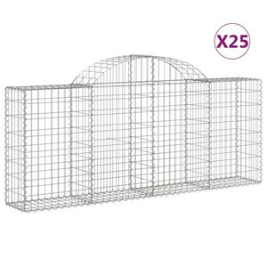 vidaXL Kosze gabionowe, 25 szt, 200x30x80/100 cm, galwanizowane żelazo